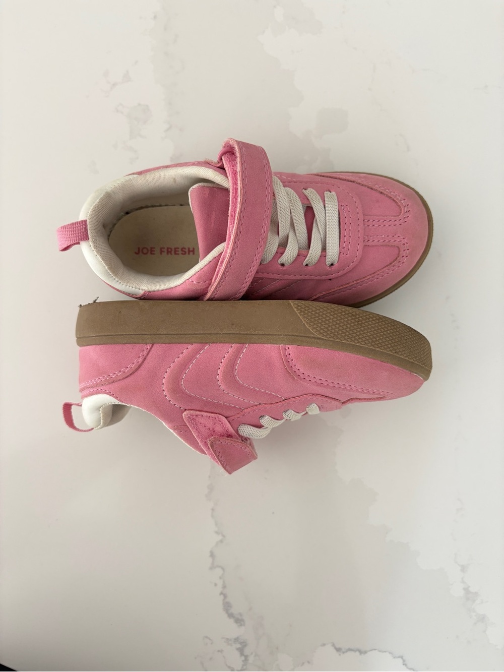 Joe Fresh Pink and White Kids Sneakers with Brown Outsole